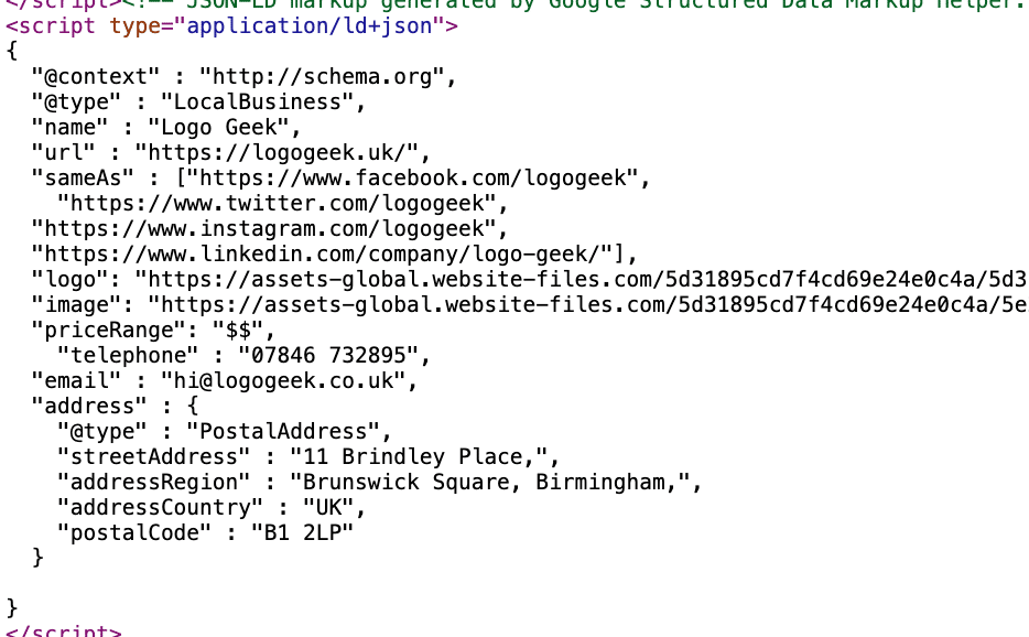 schema markup example