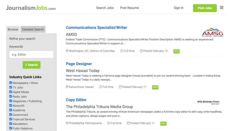 Freelance Job Sites - journalismjobs