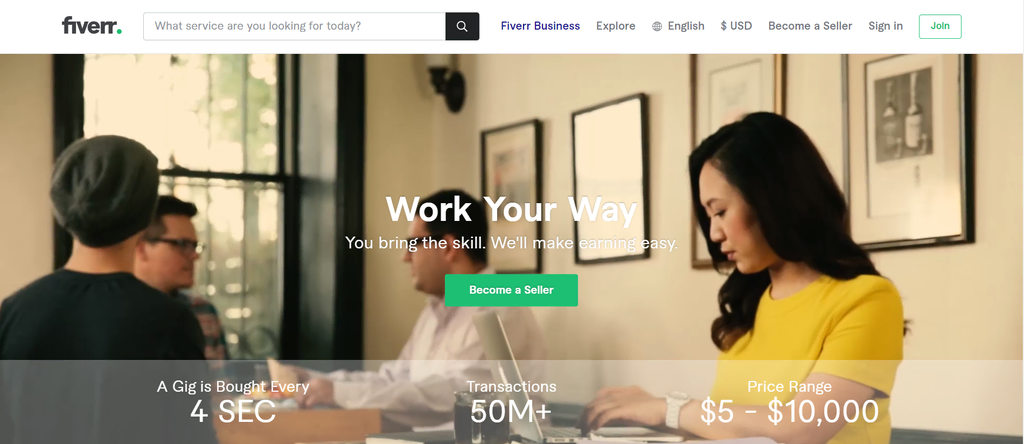 fiverr homepage